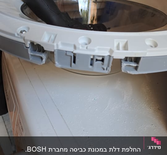 חלק עליון של מכונת כביסה עם מכסה פתוח